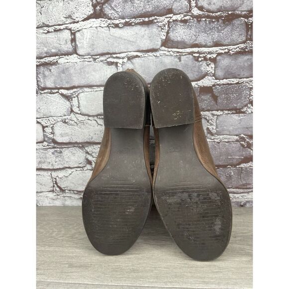 UGG 1098310 BANDARA Brown Leather Block Heel Ankle Booties SAHARA Boots Women 8M - Picture 8 of 16